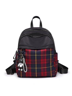 Mn&Sue Dual Use Plaid Backpack Purse for Women Schoolbag Casual Daypack Rucksack