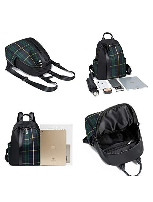 Mn&Sue Dual Use Plaid Backpack Purse for Women Schoolbag Casual Daypack Rucksack