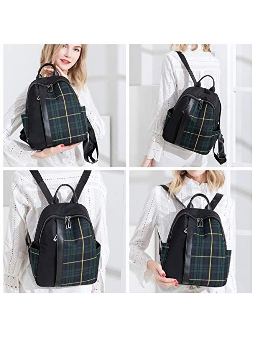 Mn&Sue Dual Use Plaid Backpack Purse for Women Schoolbag Casual Daypack Rucksack