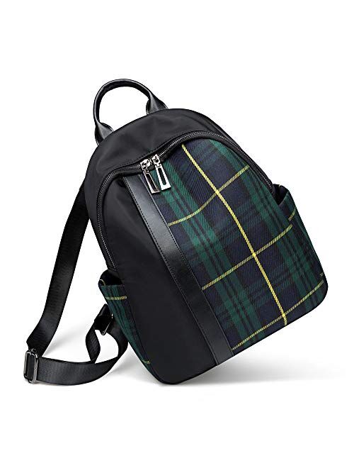 Mn&Sue Dual Use Plaid Backpack Purse for Women Schoolbag Casual Daypack Rucksack