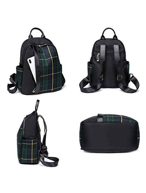 Mn&Sue Dual Use Plaid Backpack Purse for Women Schoolbag Casual Daypack Rucksack