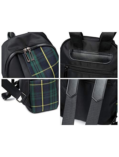 Mn&Sue Dual Use Plaid Backpack Purse for Women Schoolbag Casual Daypack Rucksack