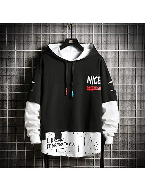 Men's Fashion Trends Hoodies Hip Hop Patchwork Sweater Hoodie Top