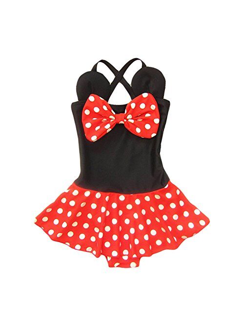 Kid Toddler Baby Girls Bathing Suit Bow Dot One Piece Swimsuit Swimwear