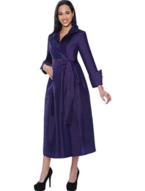 Plus Size Elegant Double-Collared wrap-Dress with Belt | Can readily go from Work or Church to a Party | DN5371W