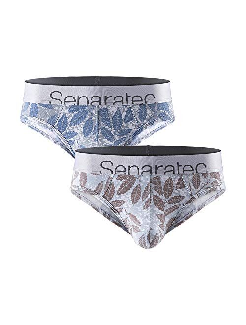 Separatec Men's Dual Pouch Underwear Soft Cotton & Modal Low Rise Briefs 2 Pack