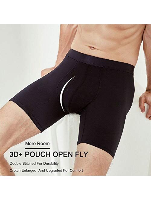 Men's Boxer Briefs Underwear, Micro Modal Breathable Ultra Soft Mens Boxer Briefs with Fly & Contour Pouch for Men Pack