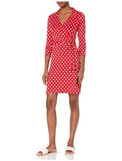 Star Vixen Women's Three-Quarter-Sleeve Faux Wrap Dress