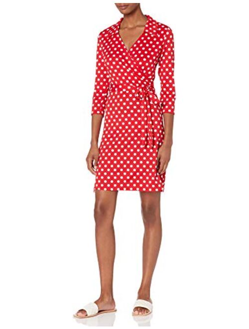 Star Vixen Women's Three-Quarter-Sleeve Faux Wrap Dress