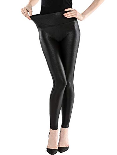 CLIV Women's Faux Leather Leggings Stretch High Waist Yoga Pleather Pants