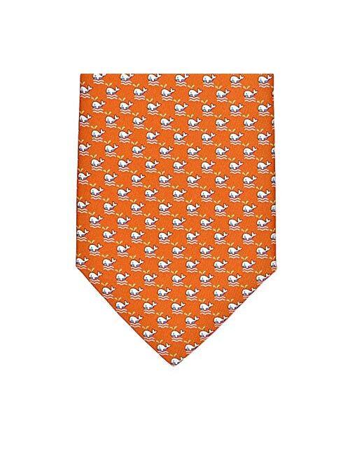 Salvatore Ferragamo Men's Whales Print Silk Tie Orange