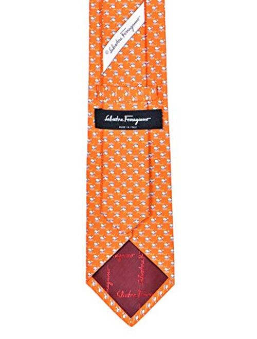 Salvatore Ferragamo Men's Whales Print Silk Tie Orange