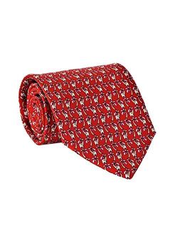 Salvatore Ferragamo Men's Little Elephant Print Silk Tie Red