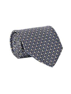 Salvatore Ferragamo Men's Cat Print Silk Tie Grey