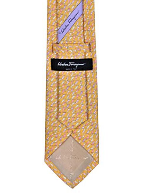 Salvatore Ferragamo Men's Sailboat Print Silk Tie Yellow