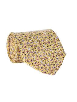 Salvatore Ferragamo Men's Butterfly Print Silk Tie Yellow