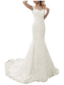 SIQINZHENG Women's White Mermaid Dress Lace Wedding Gowns 2021 Bridal