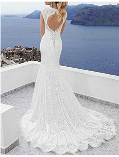 SIQINZHENG Women's White Mermaid Dress Lace Wedding Gowns 2021 Bridal