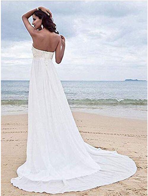 SIQINZHENG A Line Beach Wedding Dresses Long Strapless Lace Up Bridal Gowns