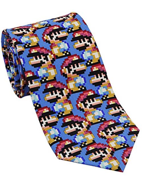 Josh Bach Men's Pixelated Plumber Video Game Silk Necktie, Made in USA