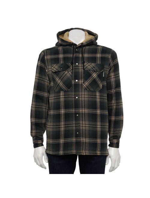 victory rugged wear plaid flannel hooded shirt jacket