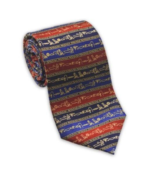 Josh Bach Men's Hieroglyphics Silk Necktie Multi-colored, Made in USA