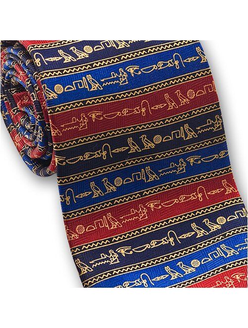 Josh Bach Men's Hieroglyphics Silk Necktie Multi-colored, Made in USA