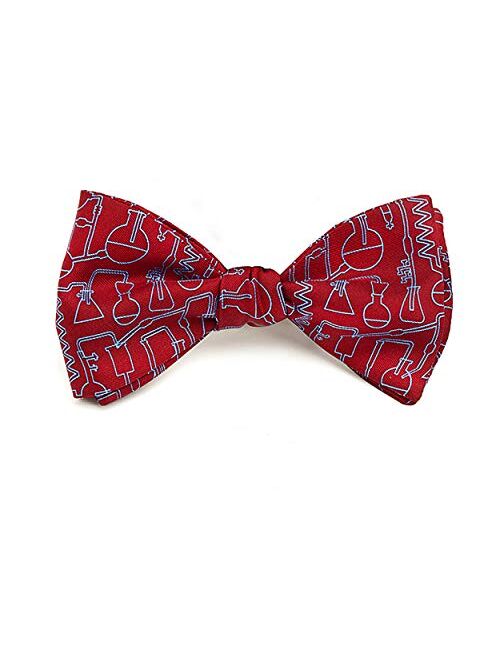 Josh Bach Men's Science and Chemistry Self-Tie Silk Bow Tie in Red, Made in USA