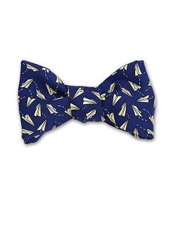 Josh Bach Men's Paper Airplanes Self-Tie Silk Bow Tie Blue, Made in USA