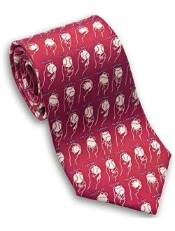 Josh Bach Men's Baseball Pitches Necktie Silk Red, Made in USA