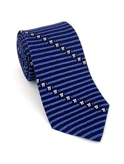 Josh Bach Men's Silk Necktie, Pi Symbol Math Tie in Blue, Made in USA