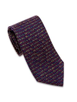 Josh Bach Men's Stock Ticker - Wall Street Silk Necktie Blue, Made in USA