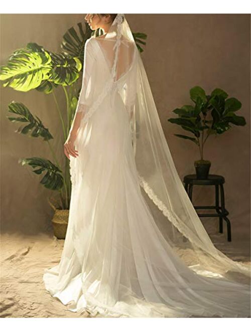 L-ELEGANT Wedding Dress, Europe and America Princess Sexy V-Neck Long Sleeve Retro Satin Slim Fit Bride Wedding Dress