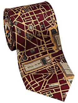 Josh Bach Men's CIVITAS Map of Paris Silk Necktie, Made in USA