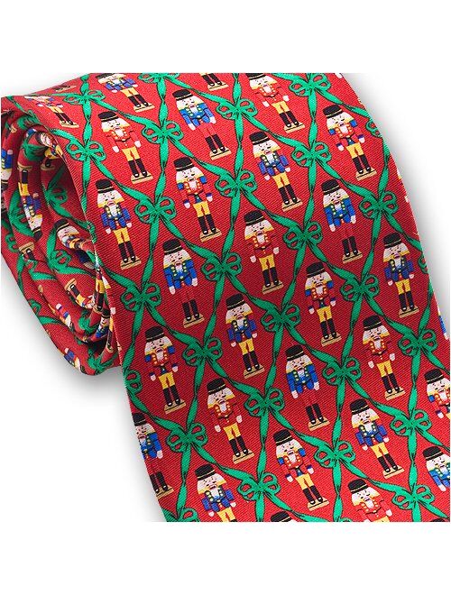 Josh Bach Men's Nutcrackers Christmas Silk Necktie in Red, Made in USA