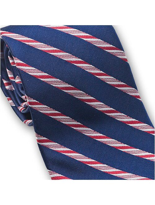 Josh Bach Men's Candy Cane Christmas Holiday Silk Necktie, Made in USA