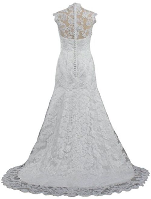 ANTS Women's Elegant Mermaid Lace Wedding Dress for Bride 2019