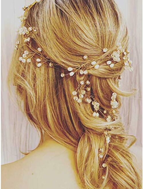 Yean Wedding Hair Vine Long Bridal Headband Hair Accessories for Bride and Bridesmaid (100cm / 39.3inches) (Silver)