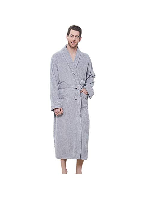 LZJDS Oversize Men's Women's Bathrobes for Couples Four Seasons General Cotton Towels Long Autumn and Winter Robe Thickened Bathrobe Nightgowns Robes Pyjamas,Light Gray b