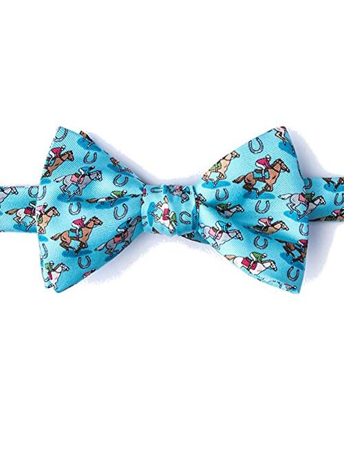 Men's 100% Silk Pony Up Horse Racing Kentucky Derby Day Butterfly Bow Tie