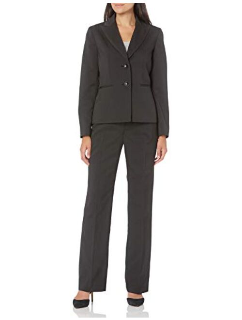 Le Suit Women's 2 Button Notch Collar Pinstripe Pant Suit