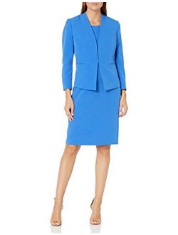 Women's Open Stretch Crepe Jacket and Sheath Dress Suit
