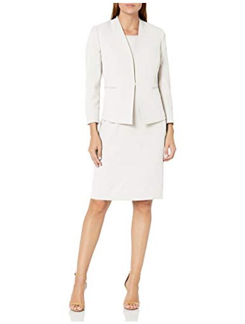 Le Suit Women's Open Stretch Crepe Jacket and Sheath Dress Suit