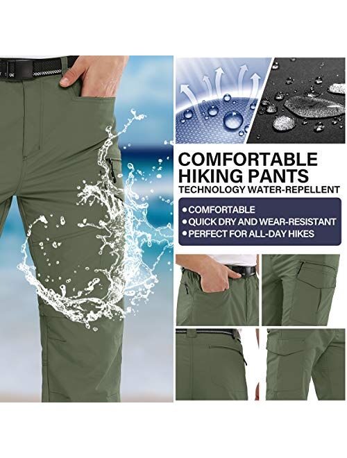 Mens Hiking Pants Quick Dry Lightweight Fishing Pants Convertible Zip Off Cargo Work Pants Trousers