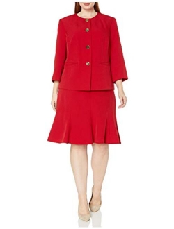 Women's 4 Button Crepe Trumpet Skirt Suit