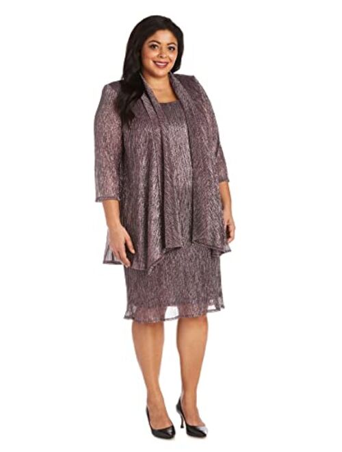 R&M Richards Women's Plus Size Shimmer Jacket Dress