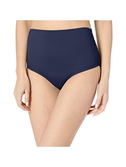 Women's High Waist to Fold Over Shirred Bikini Bottom Swimsuit