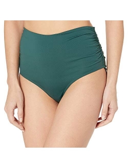 Women's High Waist to Fold Over Shirred Bikini Bottom Swimsuit