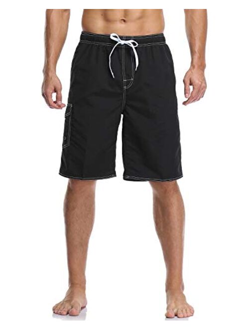 Vocanbomor Men's Quick Dry Swim Trunks Board Shorts with Mesh Lining Swimwear Bathing Suits