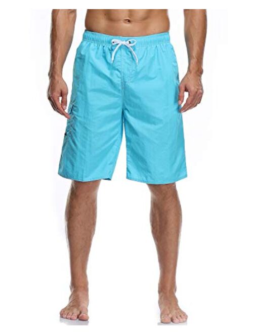 Vocanbomor Men's Quick Dry Swim Trunks Board Shorts with Mesh Lining Swimwear Bathing Suits